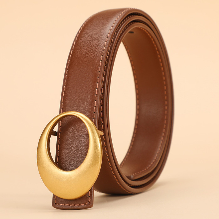 Stylish Versatile Decorative Trendy Business Casual Black Cowhide Leather Belt