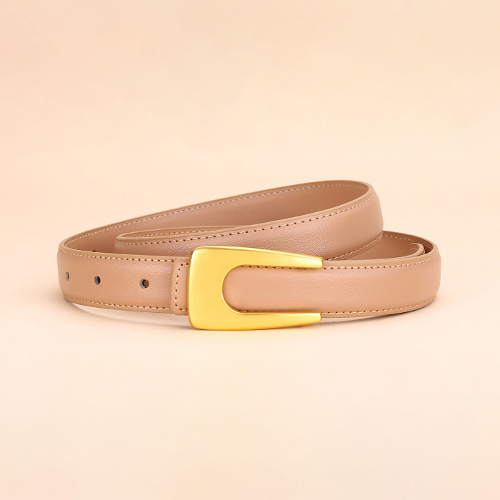 Vintage Leather Minimalist Belt Versatile for Dresses Suit Business Casual black