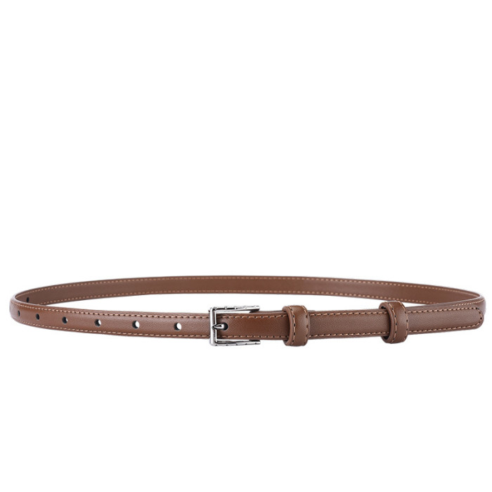 Black Minimalist Leather Belt Versatile for Casual Business Suit Skirts Pants