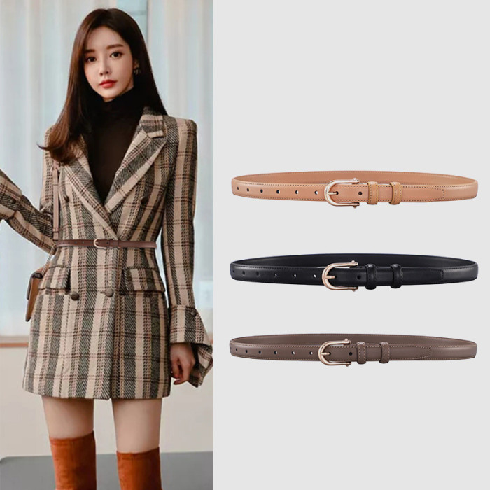 Leather Belt Versatile Design for Jeans Blazer Dresses Business Casual Black