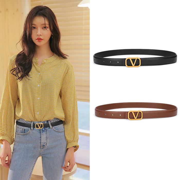 Skinny Letter Belt Versatile for Jeans Skirts Tailored Pants Casual black business