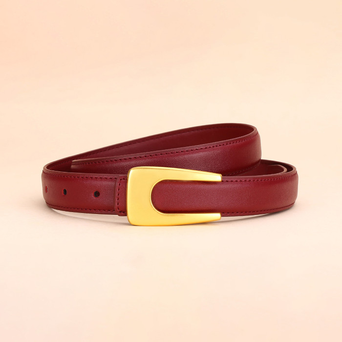 Vintage Leather Minimalist Belt Versatile for Dresses Suit Business Casual black