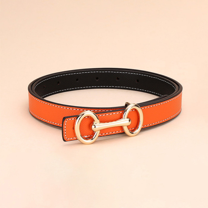 Versatile Decorat Leather Slide Buckle Belt Black for Suit Pants Business Casual
