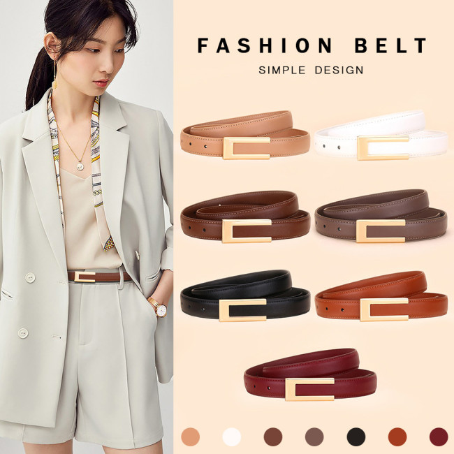 Versatile Buckle Decorative Leather Belt Elegant for Dresses Business Casual Black