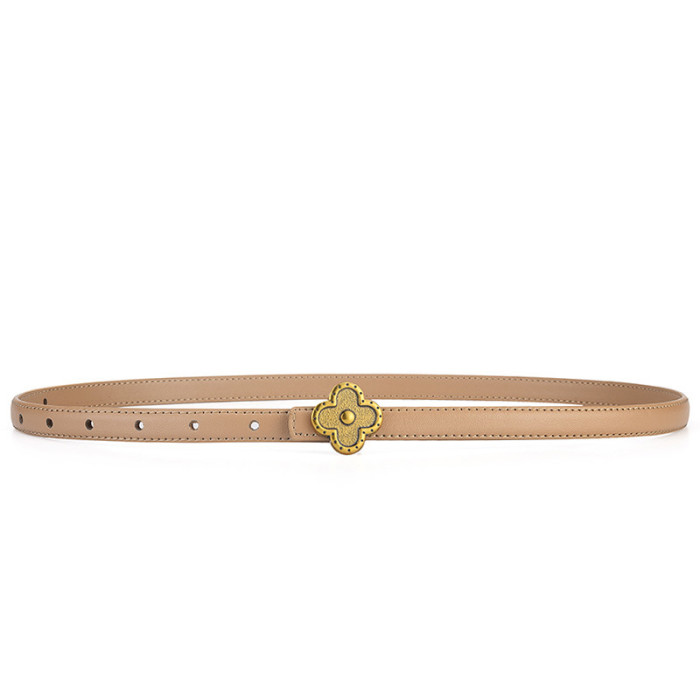 Leather Vintage Minimalist Skinny Belt for Jeans Skirts Pants Business Casual