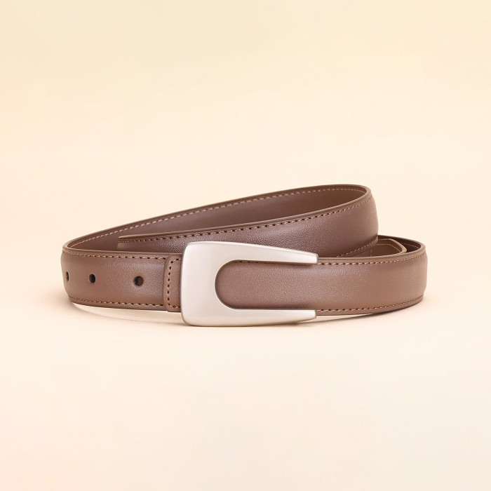 Vintage Leather Minimalist Belt Versatile for Dresses Suit Business Casual black