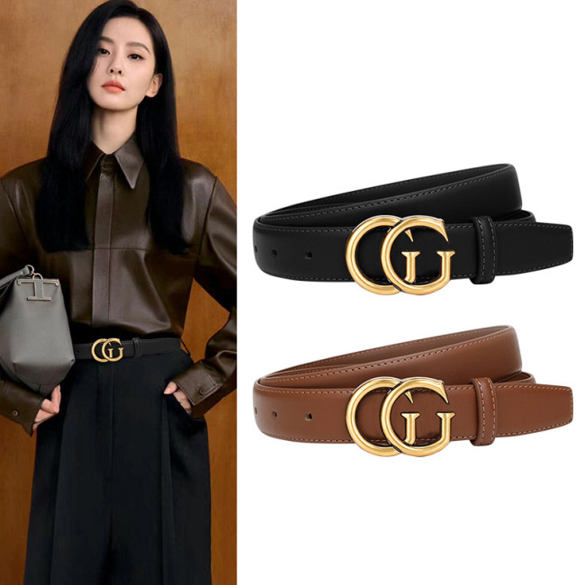 Leather Versatile Black Belt for Jeans Tailored Pants Skirts Business Casual