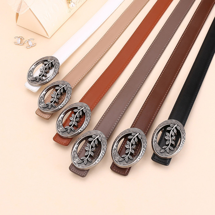 Fashion Vintage Versatile black Leather Belt for Jeans Skirts Trousers Suits