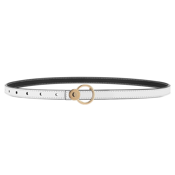 Double-Sided Leather Minimalist Versatile Belt for Suits Skirts Trousers Casual