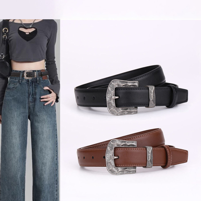 Vintage Versatile Trendy Black Belt for Jeans Skirts Suit Pants Business Casual