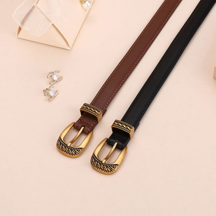 Leather Belt with Pin Buckle Versatile for Jeans Skirts Trousers Suits Black