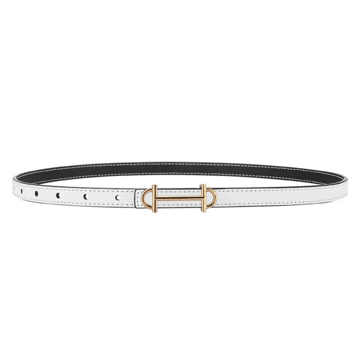 Double-Sided Leather Minimalist Versatile Belt for Suits Skirts Trousers Casual