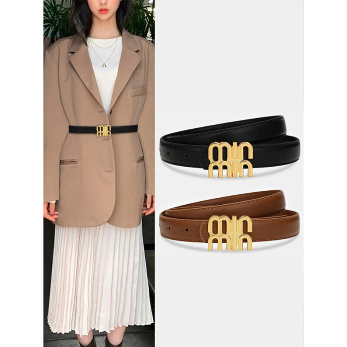 Leather Versatile Black Belt for Suits Jeans Skirts Trousers Business Casual