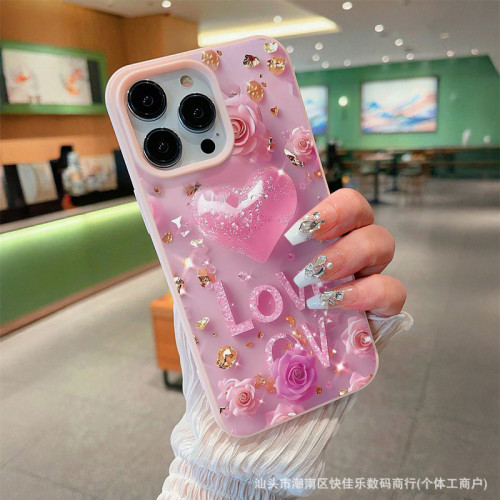 For iPhone 17 Air 17 Pro Max 16 15 14 13 12 11 XR 7 8 XS Phone Cover Rose Love