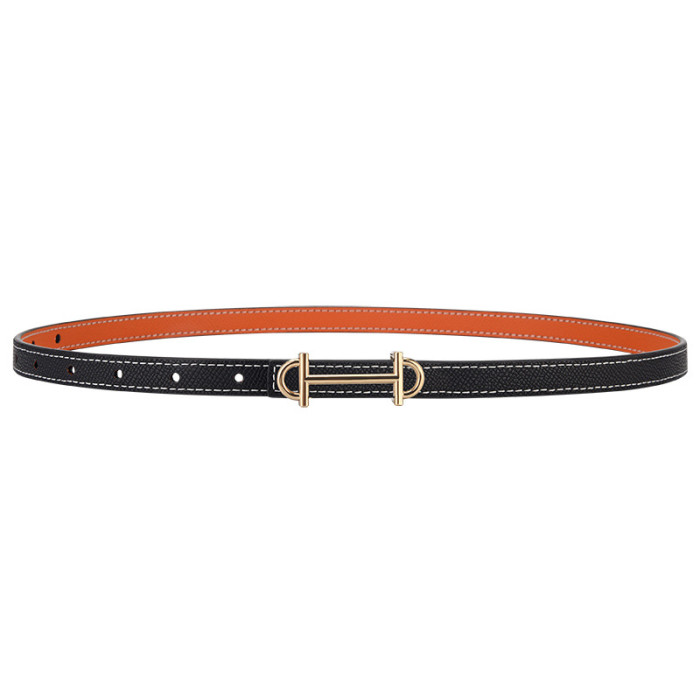 Double-Sided Leather Minimalist Versatile Belt for Suits Skirts Trousers Casual