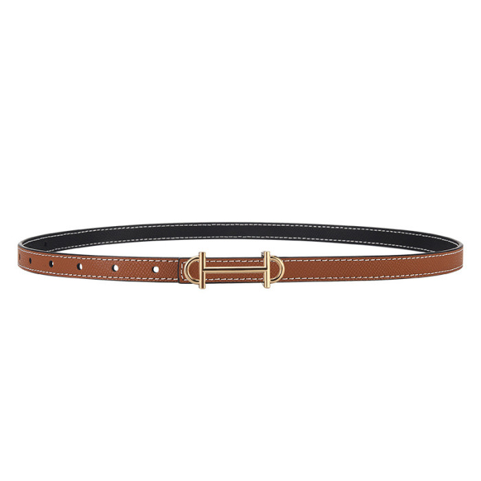 Double-Sided Leather Minimalist Versatile Belt for Suits Skirts Trousers Casual