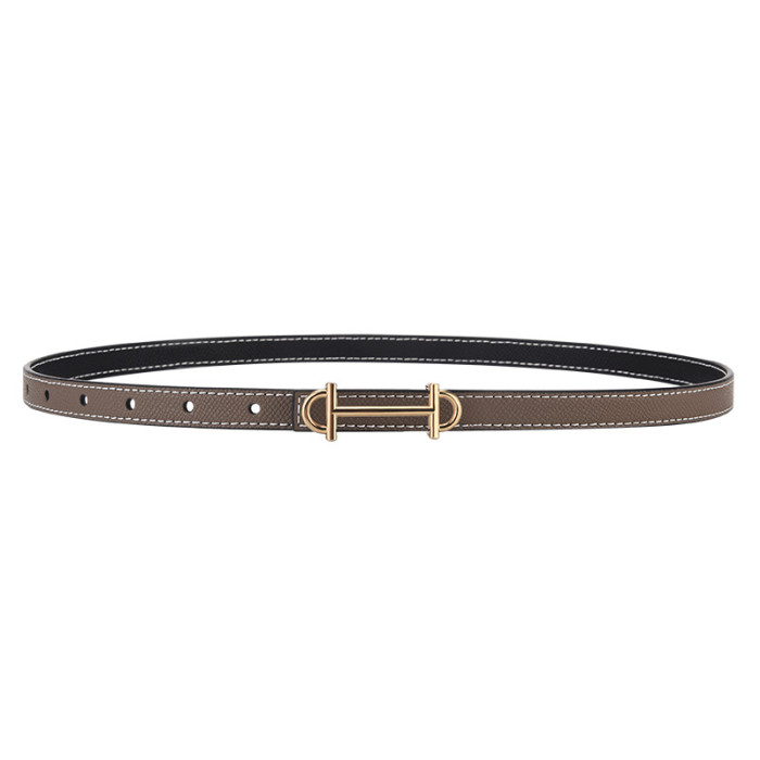 Double-Sided Leather Minimalist Versatile Belt for Suits Skirts Trousers Casual