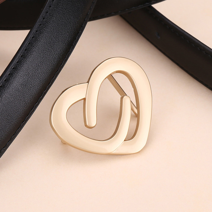 Heart-Shaped Versatile Leather Belt for Jeans Skirts Trousers Business Casual