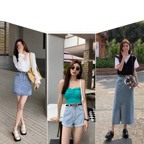 Vintage Leather Versatile Black Belt for Jeans Skirts Suits Business Casual Eleg