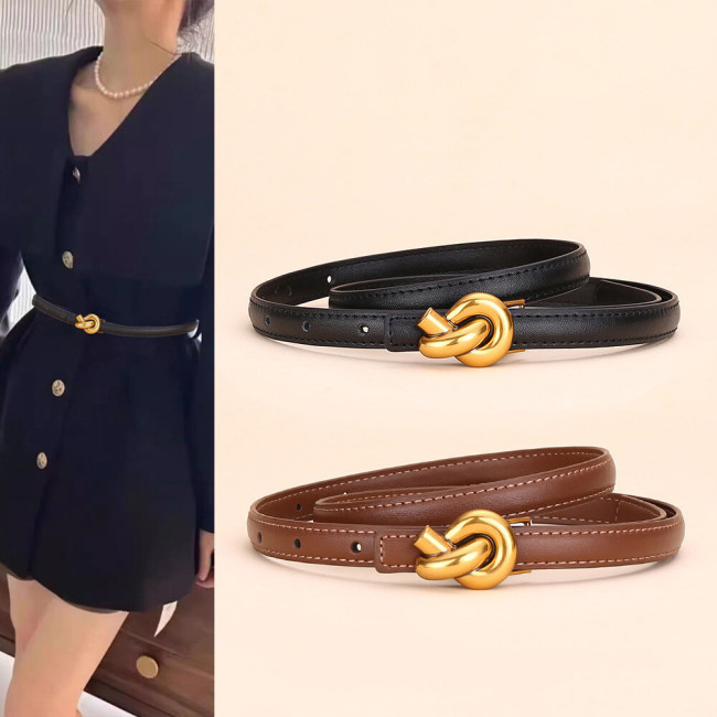 Versatile Leather Skinny Belt for Jeans Skirts Trousers Suits Business Casual