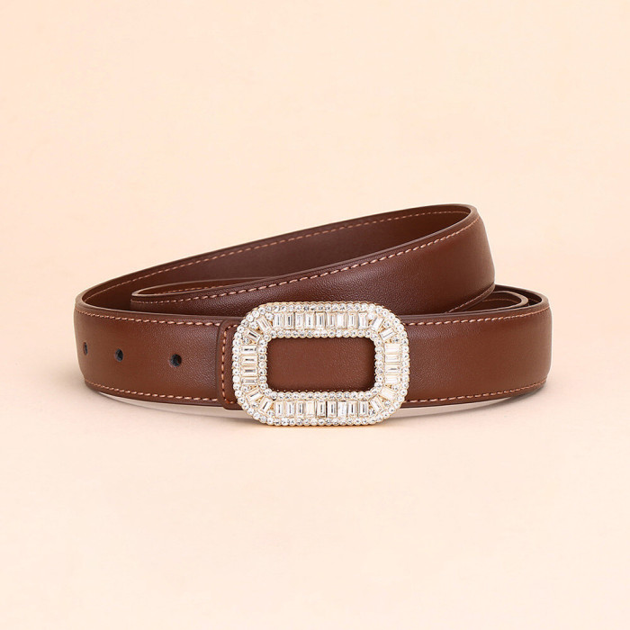 Rhinestone Leather Black Belt for Jeans Skirts Pants Suits Business Casual