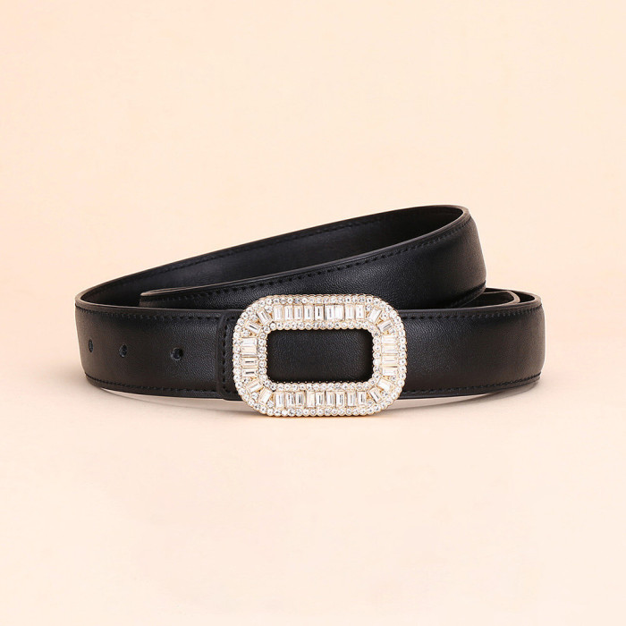 Rhinestone Leather Black Belt for Jeans Skirts Pants Suits Business Casual