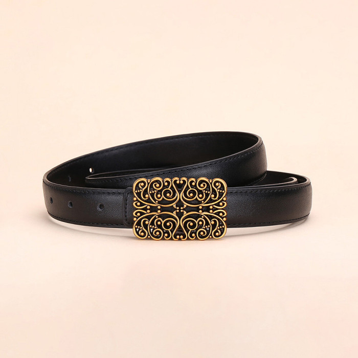 Versatile Black Leather Belt for Jeans Suits Skirts Trousers Business Casual