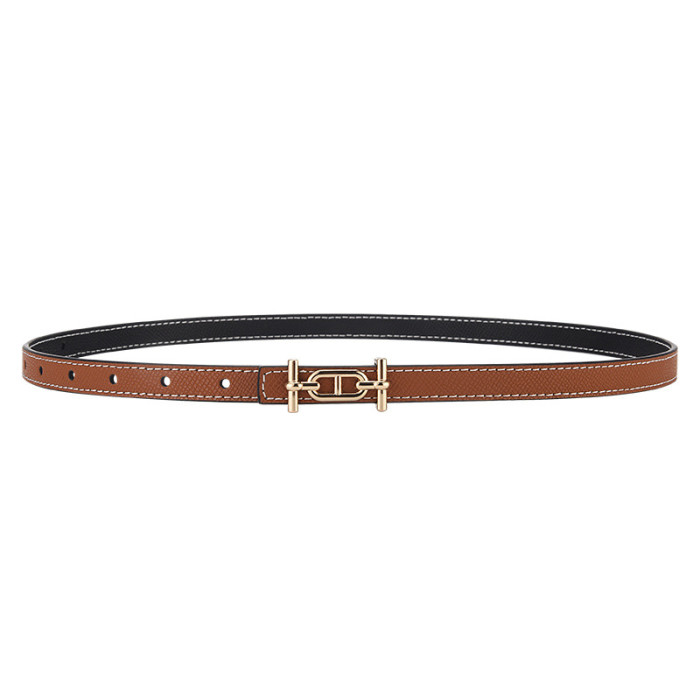 Double-Sided Leather Minimalist Versatile Belt for Suits Skirts Trousers Casual