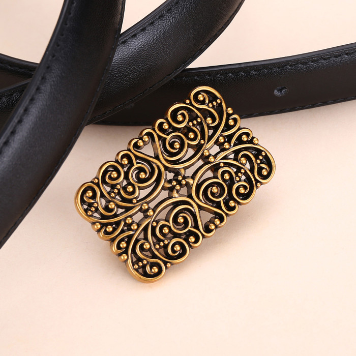 Versatile Black Leather Belt for Jeans Suits Skirts Trousers Business Casual