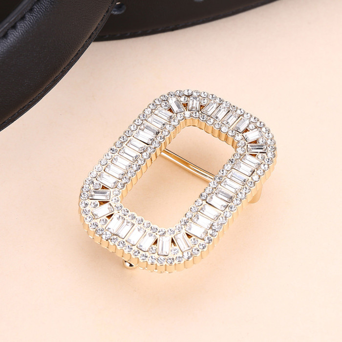 Rhinestone Leather Black Belt for Jeans Skirts Pants Suits Business Casual