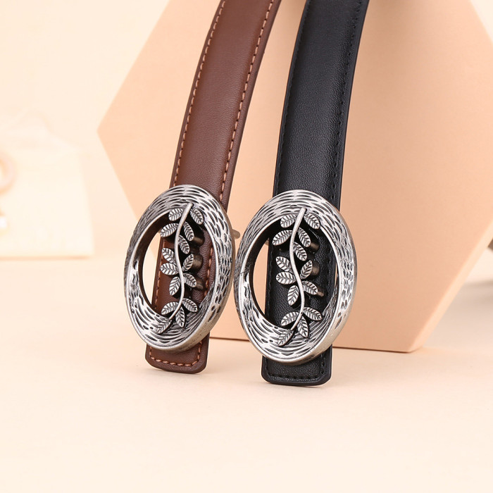 Fashion Vintage Versatile black Leather Belt for Jeans Skirts Trousers Suits