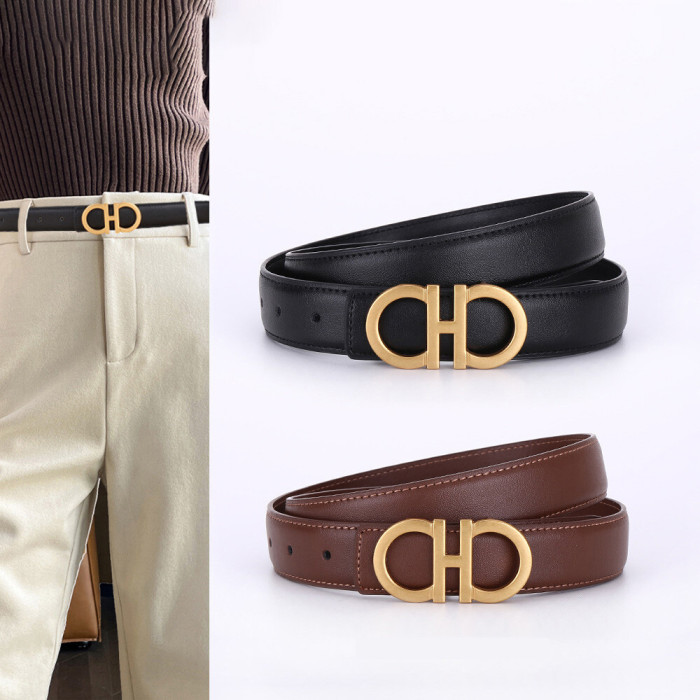 Versatile Elegant Leather Black Belt for Jeans Skirts Suits Casual Business