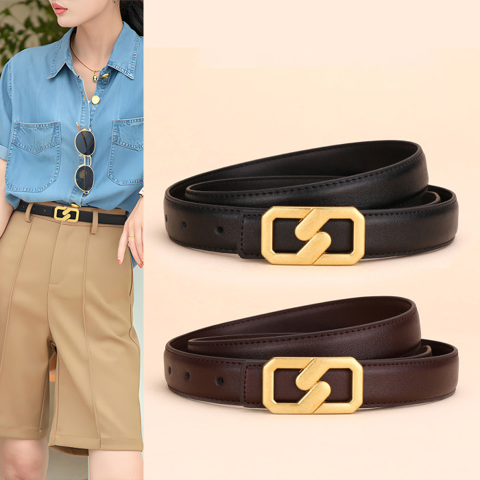 Leather Versatile Black Belt for Jeans Skirts Suits Trousers Business Casual