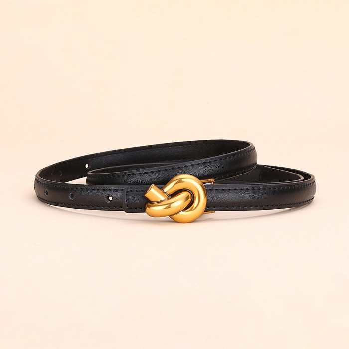 Versatile Leather Skinny Belt for Jeans Skirts Trousers Suits Business Casual