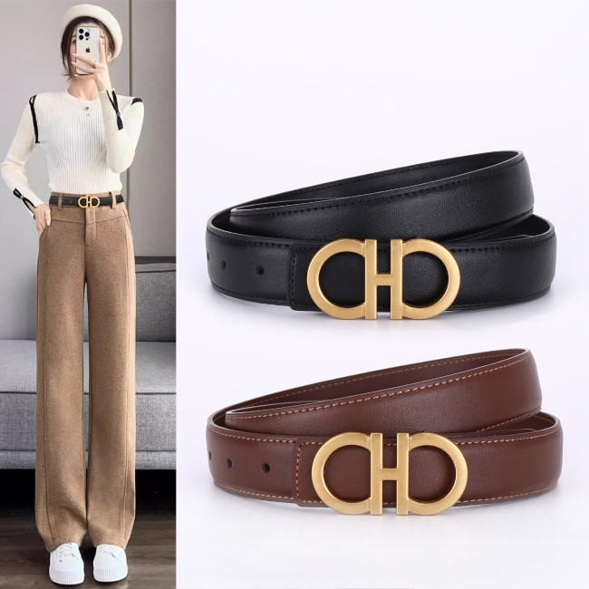 Versatile Elegant Leather Black Belt for Jeans Skirts Suits Casual Business