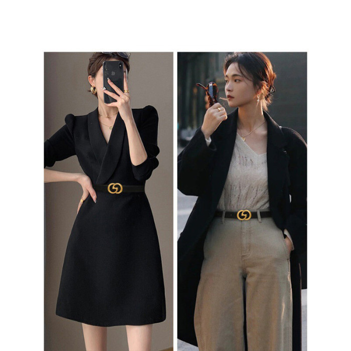 Versatile Leather Black Belt for Suit Coats Pants Skirts Jeans Business Casual