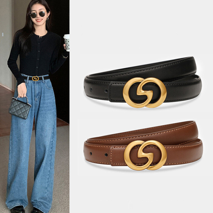 Versatile Leather Black Belt for Suit Coats Pants Skirts Jeans Business Casual