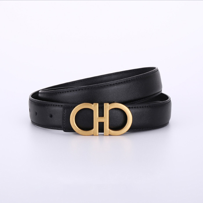 Versatile Elegant Leather Black Belt for Jeans Skirts Suits Casual Business