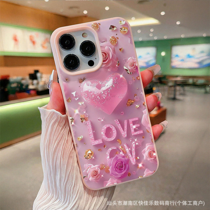 For iPhone 17 Air 17 Pro Max 16 15 14 13 12 11 XR 7 8 XS Phone Cover Rose Love
