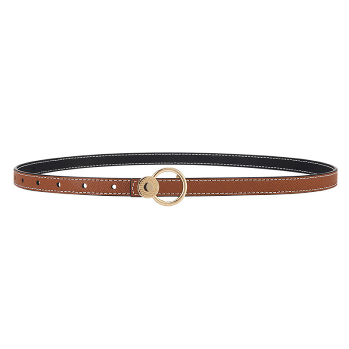 Double-Sided Leather Minimalist Versatile Belt for Suits Skirts Trousers Casual
