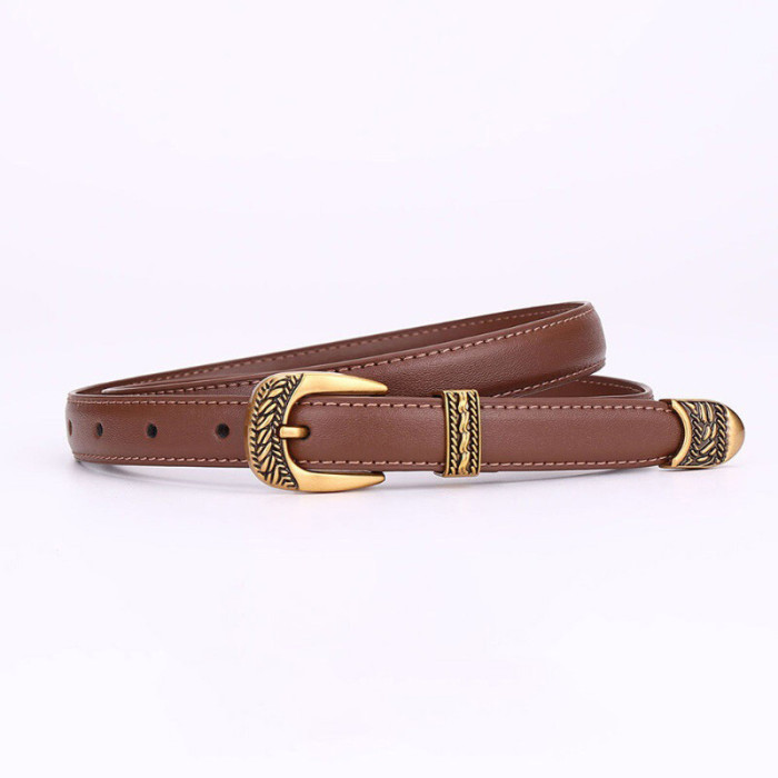 Leather Belt with Pin Buckle Versatile for Jeans Skirts Trousers Suits Black