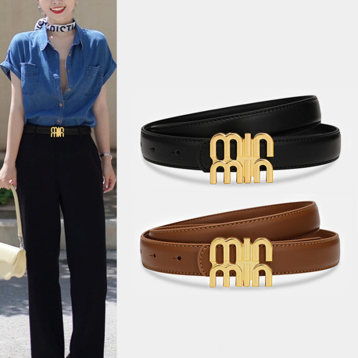 Leather Versatile Black Belt for Suits Jeans Skirts Trousers Business Casual