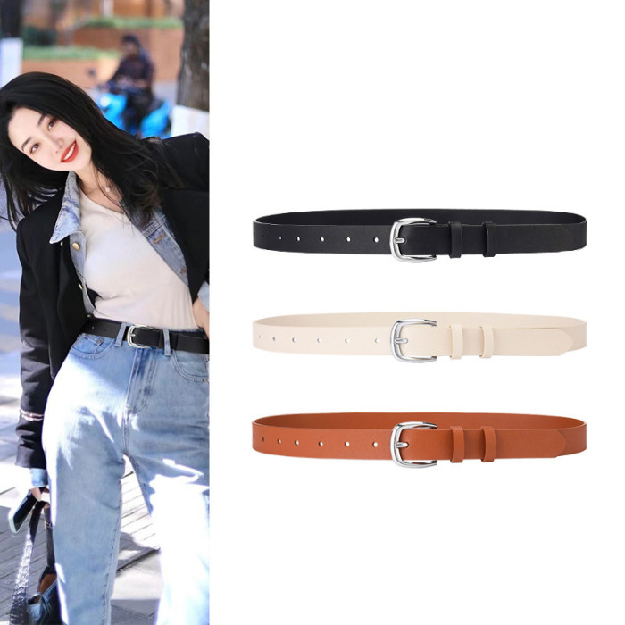 Minimalist Leather Versatile Black Belt for Suits Jeans Skirts Business Casual