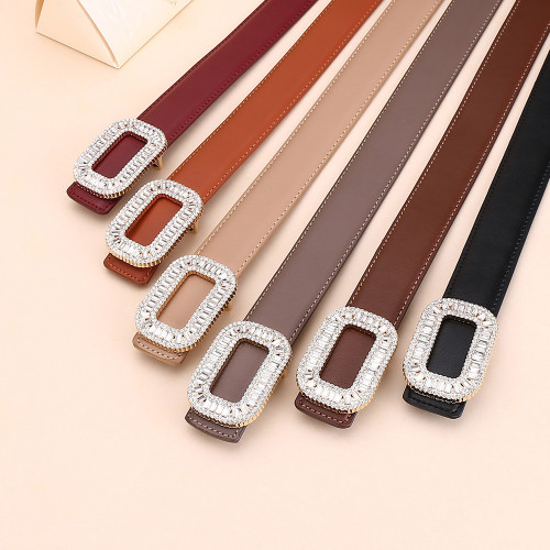 Rhinestone Leather Black Belt for Jeans Skirts Pants Suits Business Casual