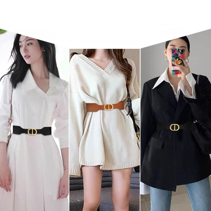 Versatile Fashion Minimalist Black Belt for Suits Skirts Trousers Business Casual