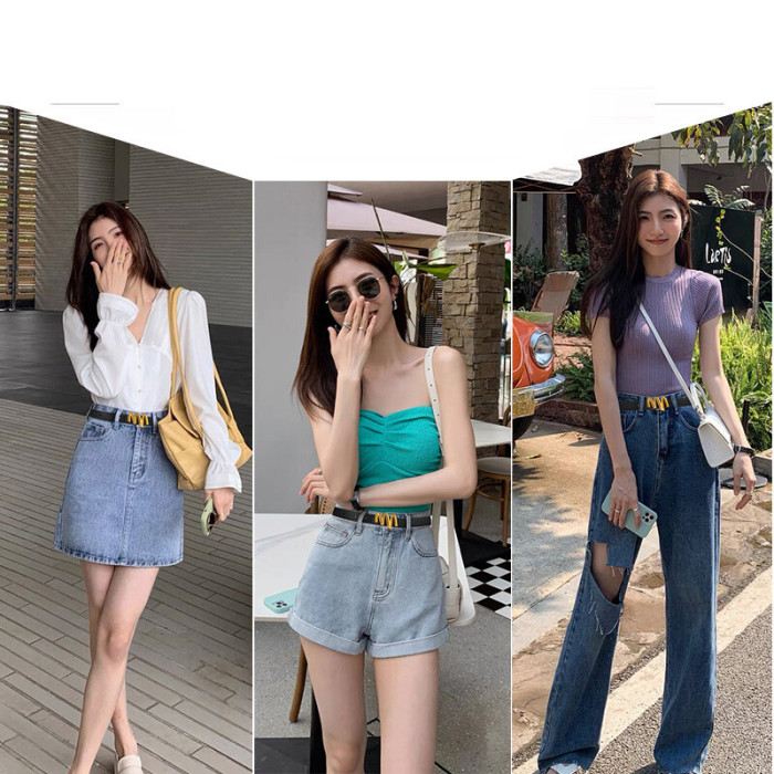 Leather Versatile Belt for Jeans Suits Skirts Business Casual fashion elegant