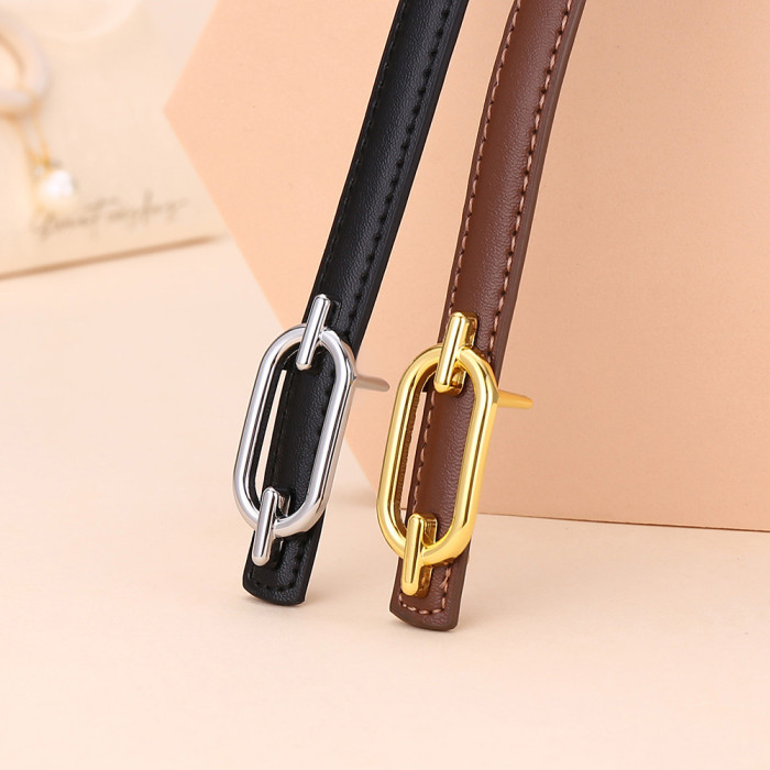 Leather Versatile Slim Belt for Dresses Suit Trousers Fashionable Trendy business