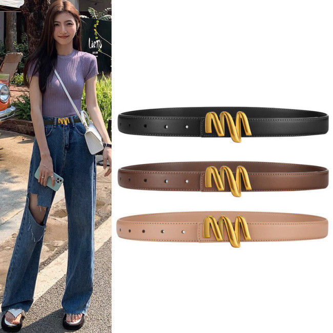 Leather Versatile Belt for Jeans Suits Skirts Business Casual fashion elegant