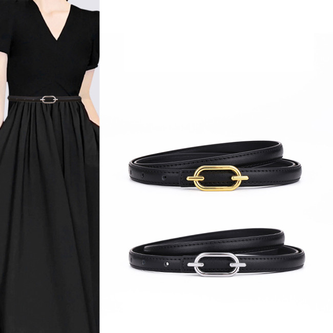 Leather Versatile Slim Belt for Dresses Suit Trousers Fashionable Trendy business