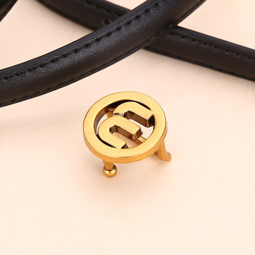 Leather Versatile Slim Belt for Dresses Jeans Suits Fashionable Minimalist black